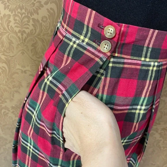Vintage 70s 80s Plaid Highwaisted MIDI Skirt - Picture 6 of 9